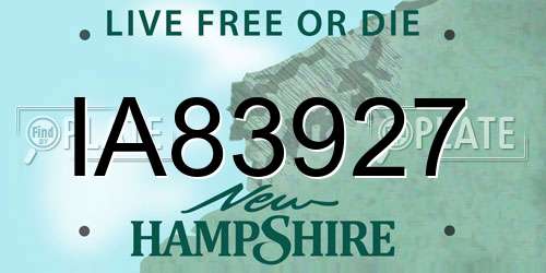 IA83927 New Hampshire License Plate