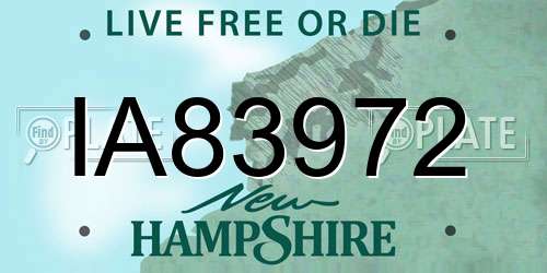 IA83972 New Hampshire License Plate