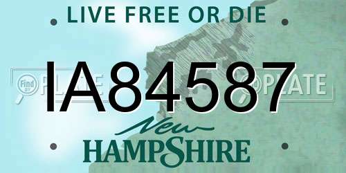 IA84587 New Hampshire License Plate