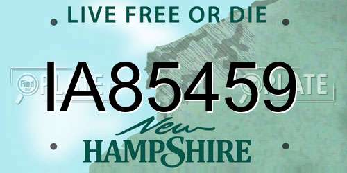 IA85459 New Hampshire License Plate
