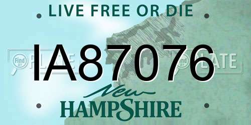 IA87076 New Hampshire License Plate