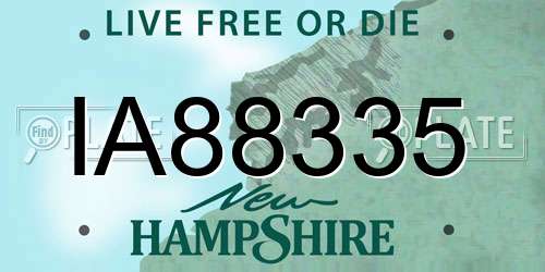IA88335 New Hampshire License Plate