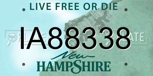 IA88338 New Hampshire License Plate