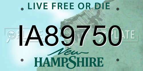 IA89750 New Hampshire License Plate