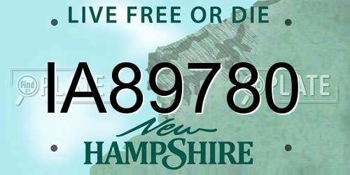 IA89780 New Hampshire License Plate