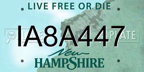 IA8A447 New Hampshire License Plate