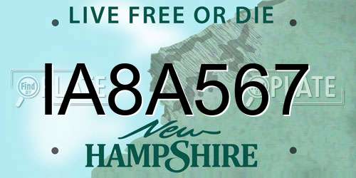 IA8A567 New Hampshire License Plate