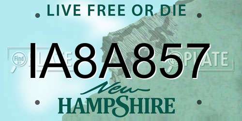 IA8A857 New Hampshire License Plate