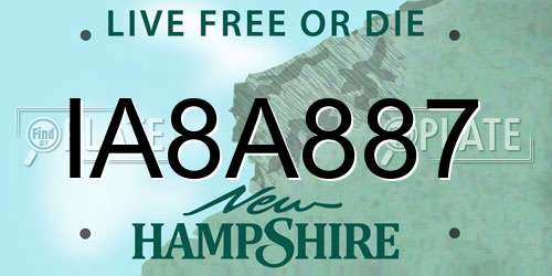 IA8A887 New Hampshire License Plate