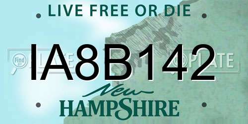 IA8B142 New Hampshire License Plate