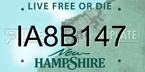 IA8B147 New Hampshire License Plate