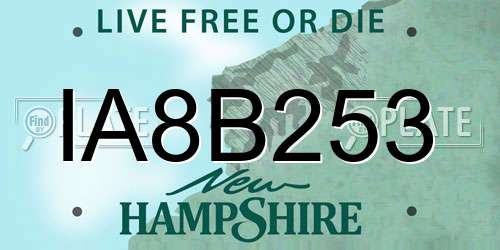 IA8B253 New Hampshire License Plate