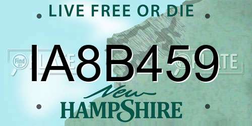 IA8B459 New Hampshire License Plate