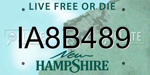 IA8B489 New Hampshire License Plate