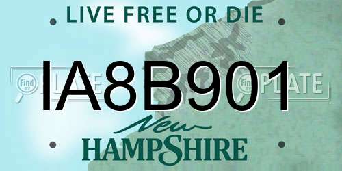 IA8B901 New Hampshire License Plate
