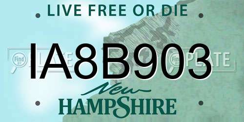 IA8B903 New Hampshire License Plate