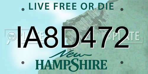 IA8D472 New Hampshire License Plate