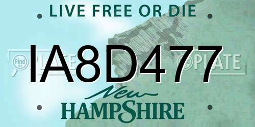 IA8D477 New Hampshire License Plate