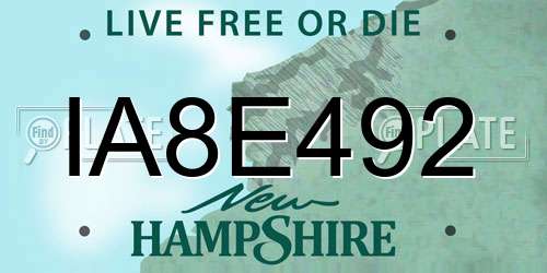 IA8E492 New Hampshire License Plate