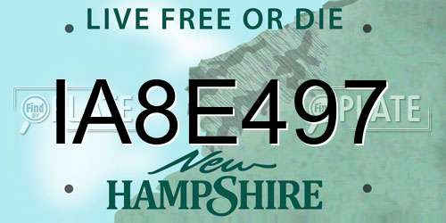 IA8E497 New Hampshire License Plate