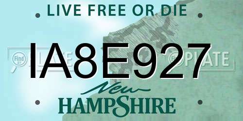 IA8E927 New Hampshire License Plate