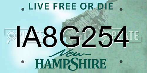 IA8G254 New Hampshire License Plate