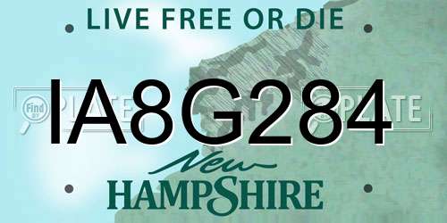 IA8G284 New Hampshire License Plate