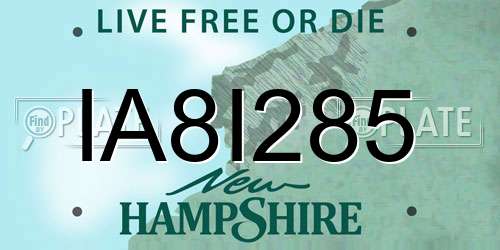 IA8I285 New Hampshire License Plate