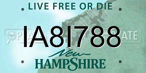 IA8I788 New Hampshire License Plate