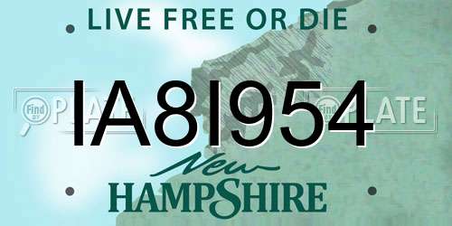 IA8I954 New Hampshire License Plate