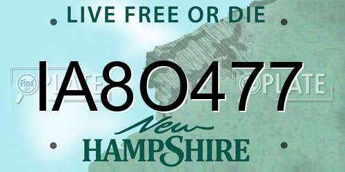 IA8O477 New Hampshire License Plate