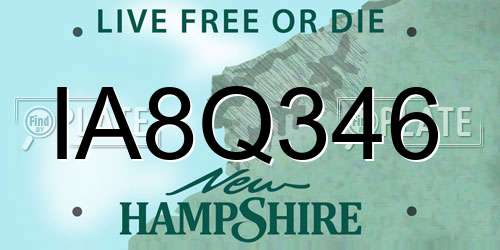 IA8Q346 New Hampshire License Plate