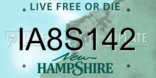 IA8S142 New Hampshire License Plate