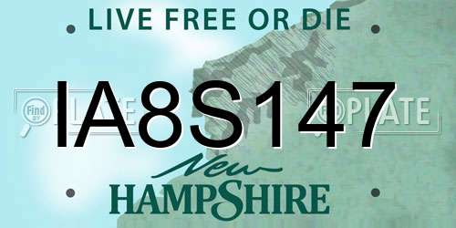 IA8S147 New Hampshire License Plate