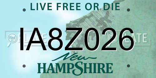 IA8Z026 New Hampshire License Plate