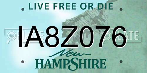 IA8Z076 New Hampshire License Plate
