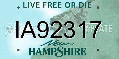 IA92317 New Hampshire License Plate