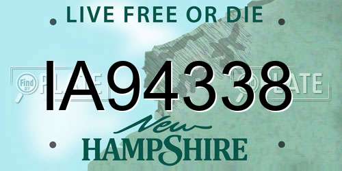 IA94338 New Hampshire License Plate