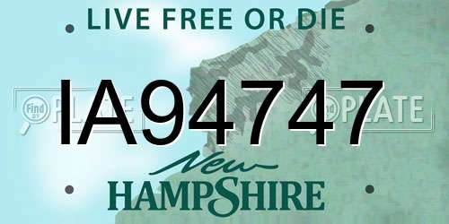 IA94747 New Hampshire License Plate