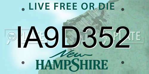 IA9D352 New Hampshire License Plate