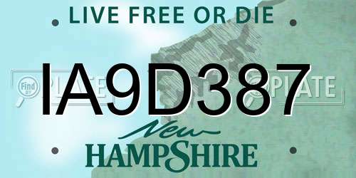 IA9D387 New Hampshire License Plate