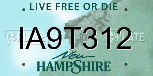 IA9T312 New Hampshire License Plate