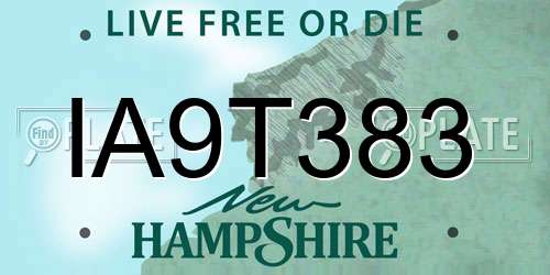 IA9T383 New Hampshire License Plate