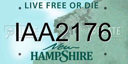 IAA2176 New Hampshire License Plate