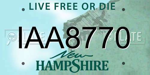 IAA8770 New Hampshire License Plate