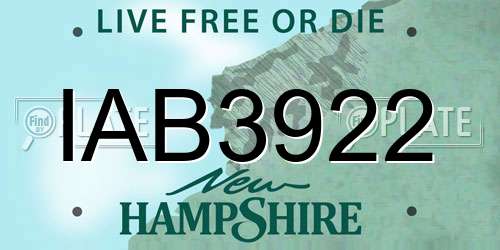 IAB3922 New Hampshire License Plate