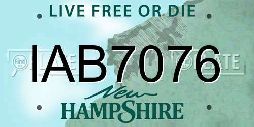 IAB7076 New Hampshire License Plate