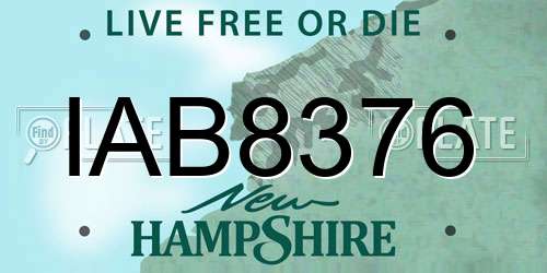IAB8376 New Hampshire License Plate