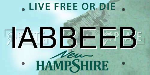 IABBEEB New Hampshire License Plate