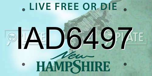 IAD6497 New Hampshire License Plate